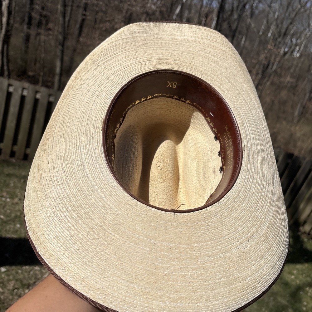 Atwood Western Hat 5X Ivory Straw Hereford Low Crown Long Oval Men Cowboy Mexico - Picture 5 of 12